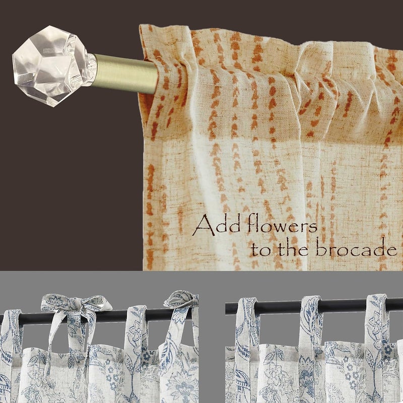 ARNORX 3/8" Sash Curtain Rods with Clear Crystal Ball Finials, 16 to 28 Inch Adjustable, for French Door & Sidelights, Brass Brushed, 2 Pack - Image 4